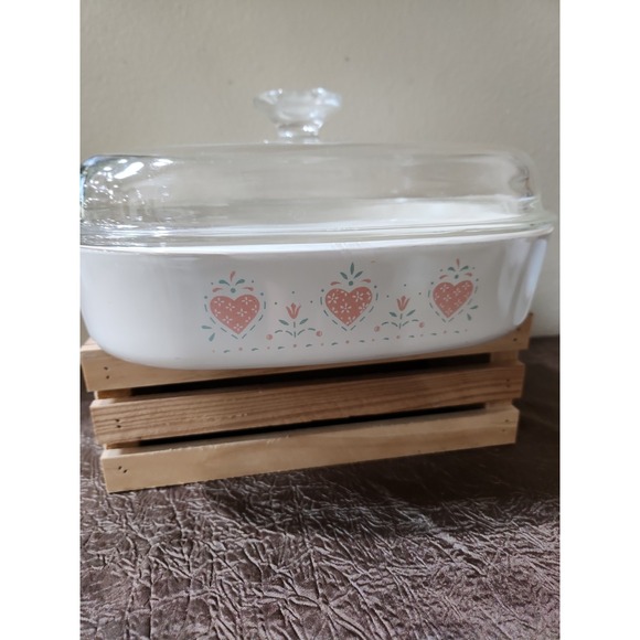 Corning Ware Other - Corning Ware Forever Yours  Casserole Dish with Lid A-1-B 1  Pink Hearts Vintage